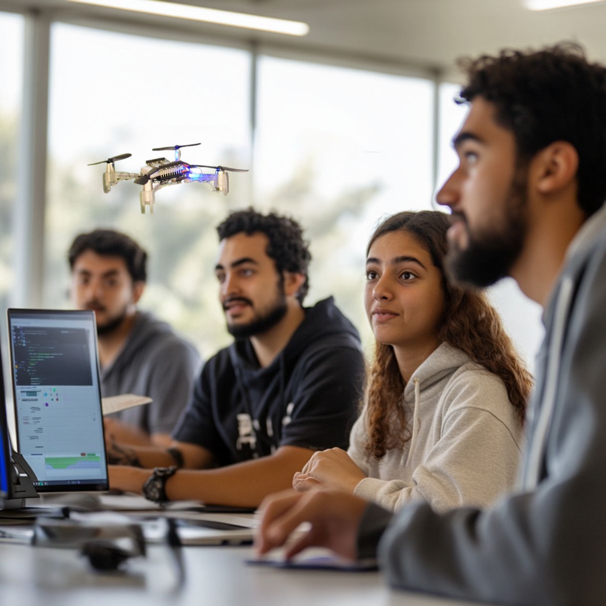 Crazyflie drone in classroom