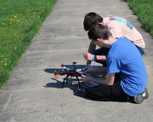 high school students with LocoDrone X